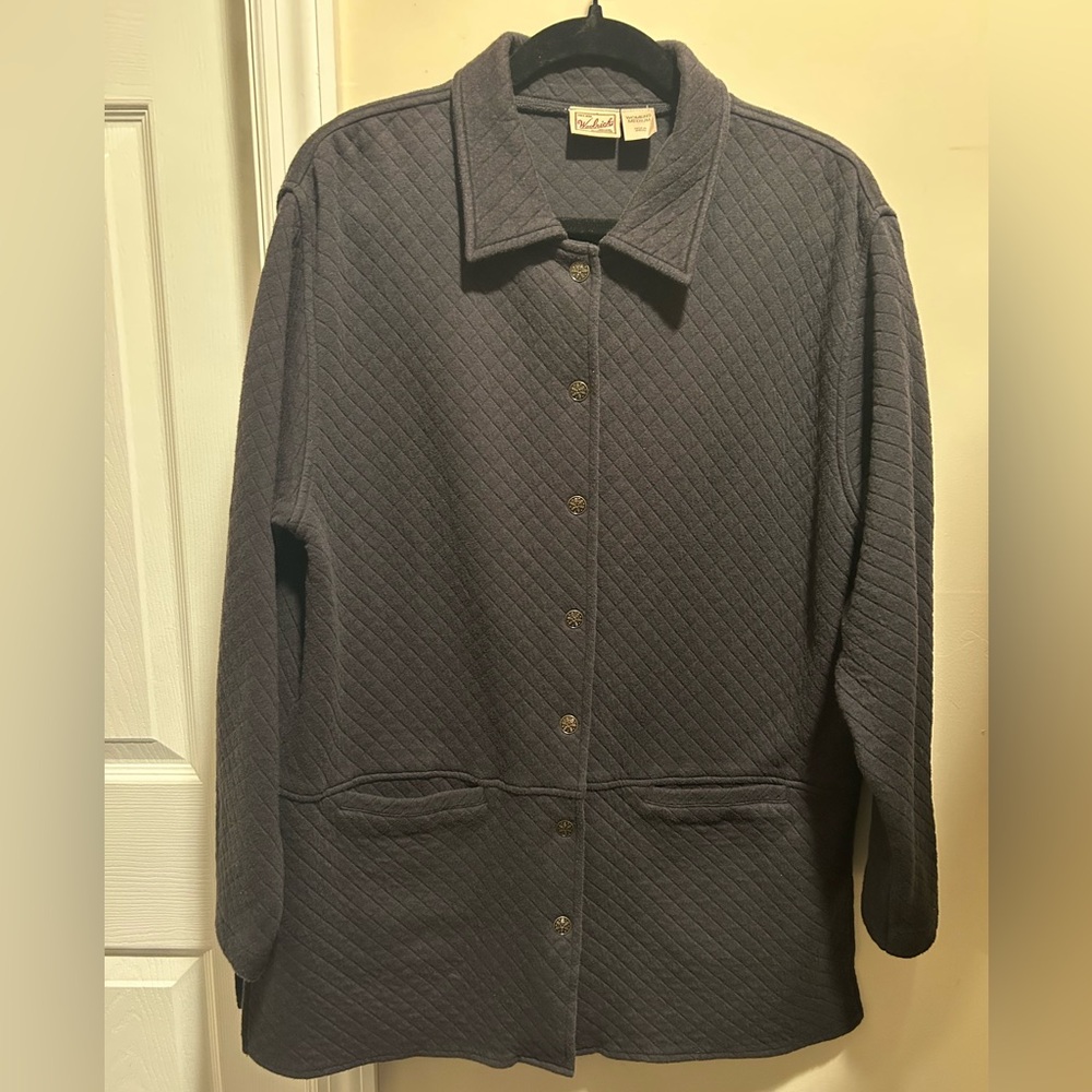 Vtg 90s Woolrich Women's Black Medium Quilted Jacket w/Snowflake Snap Buttons
